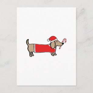 Xmas dachshund holiday postcard