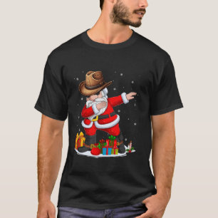 Xmas Decor Cowboy Hat Dabbing Santa Claus Christma T-Shirt