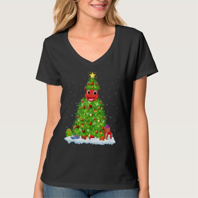 Xmas Decorations Lights Santa Ant Christmas Tree T-Shirt (Front)