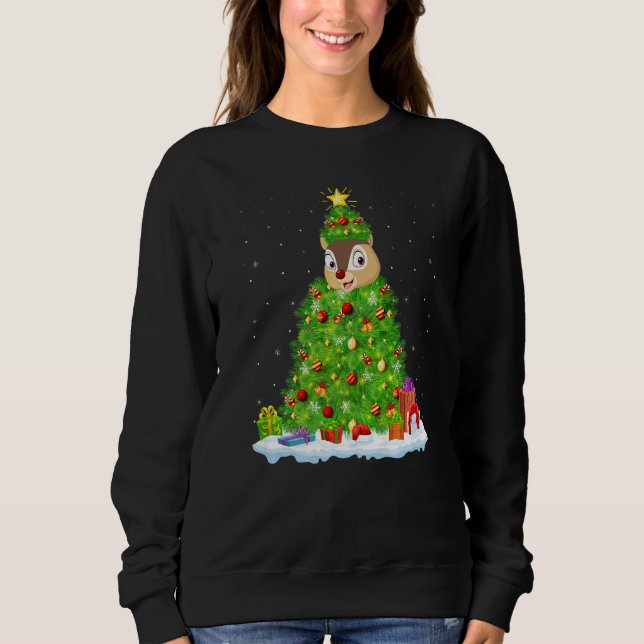 Xmas Decorations Lights Santa Chipmunk Christmas T Sweatshirt (Front)