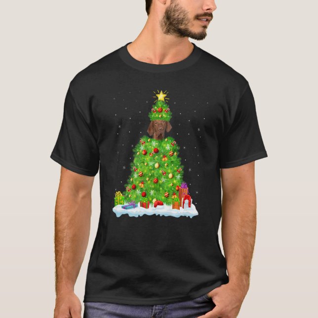 Xmas Decorations Lights Santa Coonhound Dog Christ T-Shirt (Front)