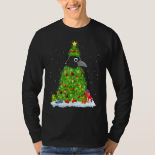 Xmas Decorations Lights Santa Crow Bird Christmas  T-Shirt