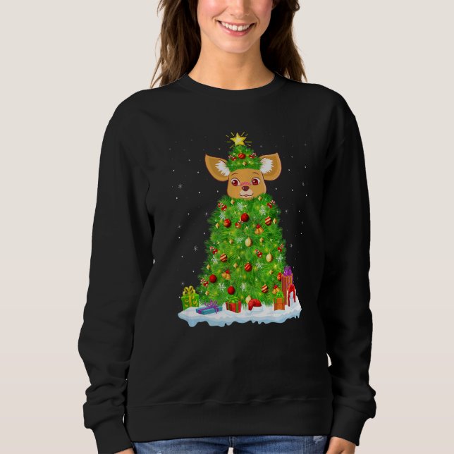Xmas Decorations Lights Santa Fennec Fox Christmas Sweatshirt (Front)