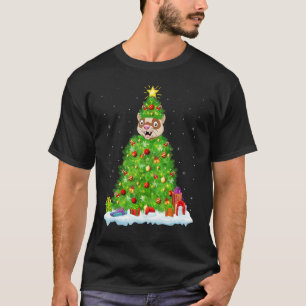 Xmas Decorations Lights Santa Ferret Christmas Tre T-Shirt
