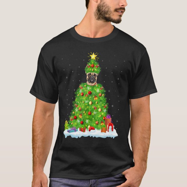 Xmas Decorations Lights Santa French Bulldog Chris T-Shirt (Front)