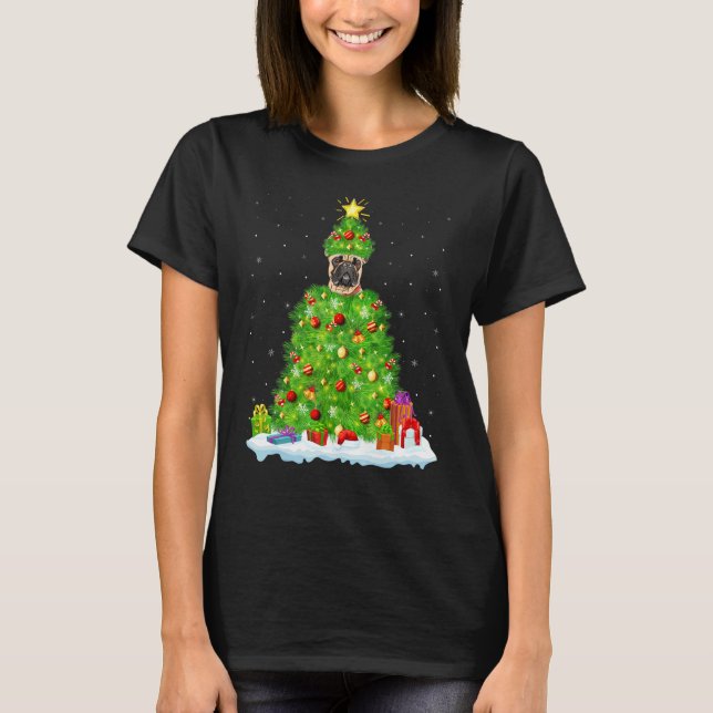 Xmas Decorations Lights Santa French Bulldog Chris T-Shirt (Front)
