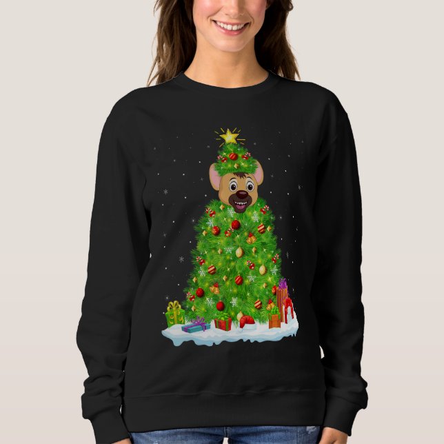 Xmas Decorations Lights Santa Hyena Christmas Tree Sweatshirt (Front)