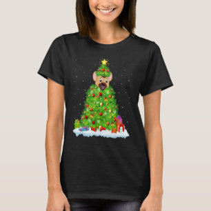 Xmas Decorations Lights Santa Hyena Christmas Tree T-Shirt