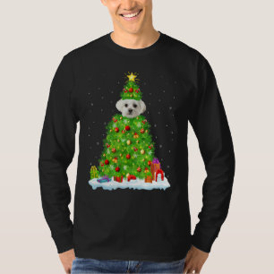 Xmas Decorations Lights Santa Maltese Dog Christma T-Shirt