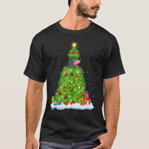 Xmas Decorations Lights Santa Mole Christmas Tree T-Shirt
