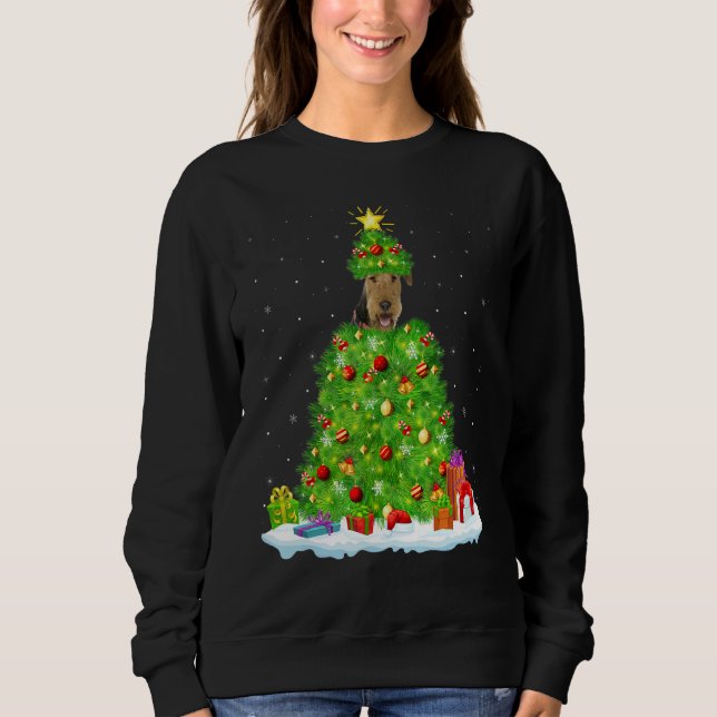 Xmas Decorations Santa Airedale Terrier Dog Christ Sweatshirt (Front)