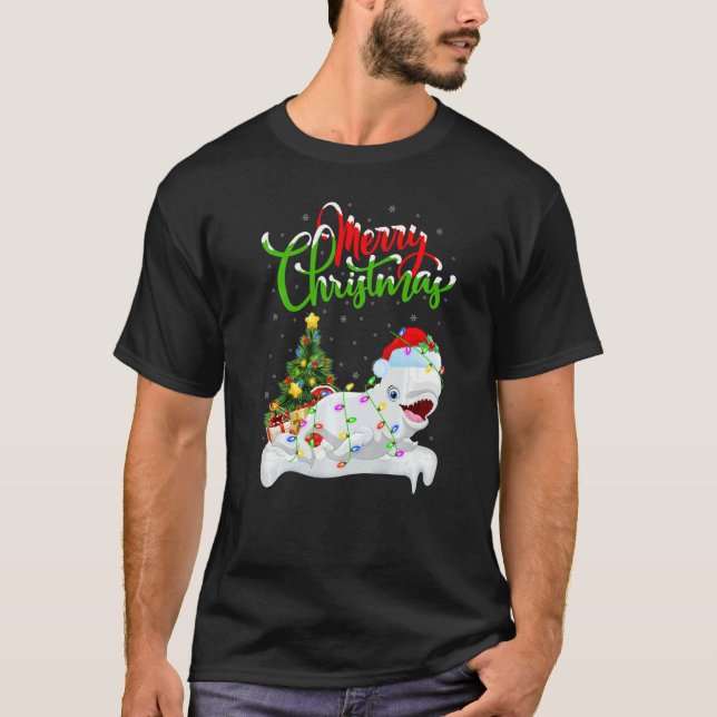Xmas Decorations Santa Beluga Whale Christmas T-Shirt (Front)