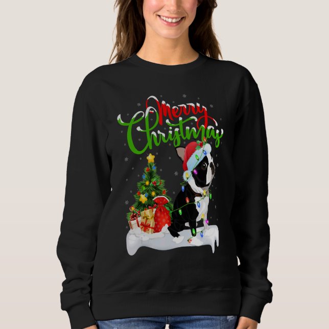 Xmas Decorations Santa Boston Terrier Dog Christma Sweatshirt (Front)