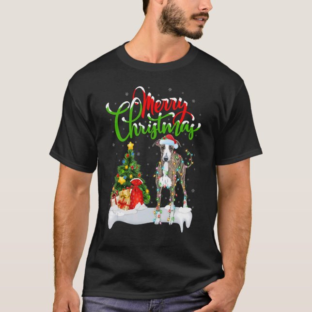 Xmas Decorations Santa Italian Greyhound Dog Chris T-Shirt (Front)
