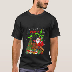Xmas Decorations Tree Lights Santa Riding Meerkat  T-Shirt