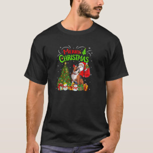 Xmas Decorations Tree Santa Riding English Bulldog T-Shirt