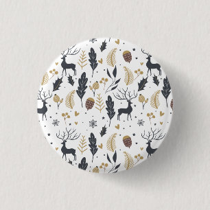 Xmas Deer and Leaves Joyful Greetings Collection Button