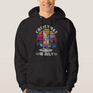 Xmas Dinosaur Summer Christmas In July Santa In Ju Hoodie