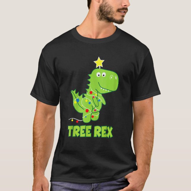 Xmas Dinosaur Tree Rex Pajamas For Toddler Boys 1 T-Shirt (Front)
