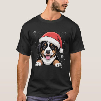 Xmas Doberman Dog Wearing Santa Hat Pet Animal Lov T-Shirt