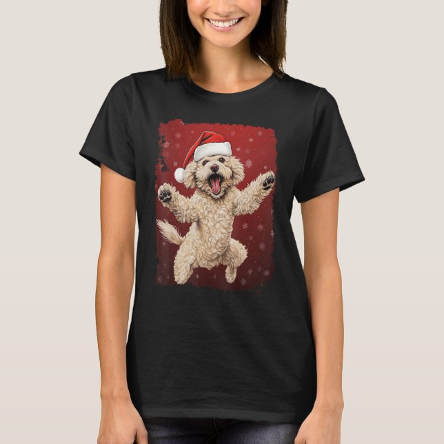 Xmas Dog Poodle Christmas T-Shirt (Front)