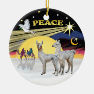 Xmas Dove - 2 Baby Llamas Ceramic Ornament