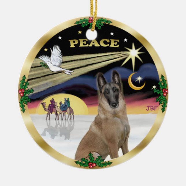Xmas Dove - Belgian Malinois Ceramic Ornament (Front)