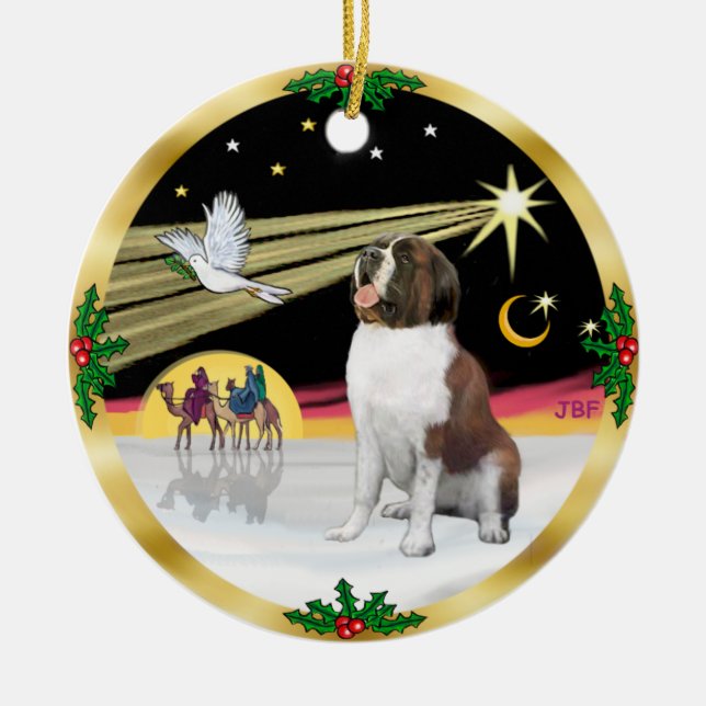 Xmas Dove - Saint Bernard Ceramic Ornament (Front)