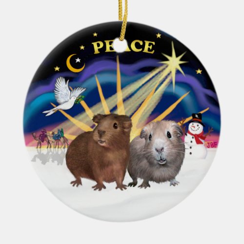 Xmas Dove _ Two Guinea Pigs 2 and 3 Ceramic Ornament