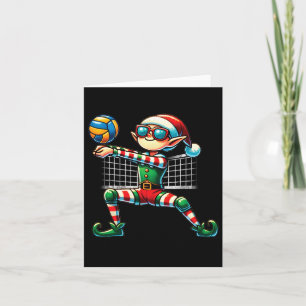 Xmas Elf Playing Volleyball Lovers Boys Girls Kids Card