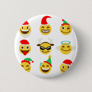 xmas emoji happy faces button