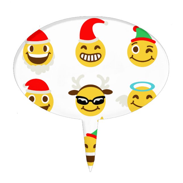 xmas emoji happy faces cake topper (Front)