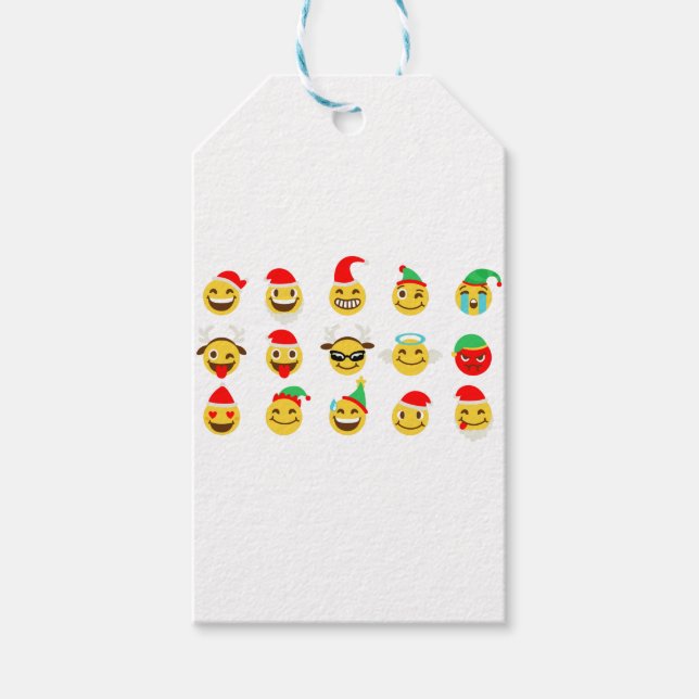 xmas emoji happy faces gift tags (Front)