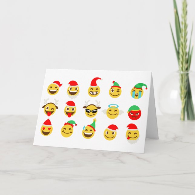 xmas emoji happy faces holiday card (Front)