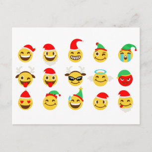 xmas emoji happy faces holiday postcard