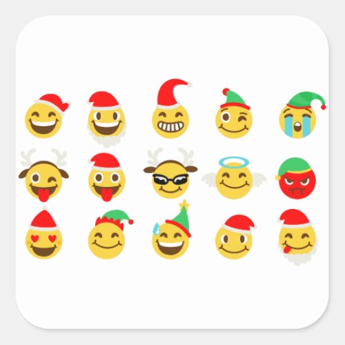 xmas emoji happy faces square sticker