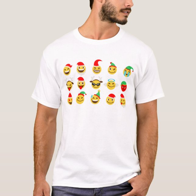 xmas emoji happy faces T-Shirt (Front)