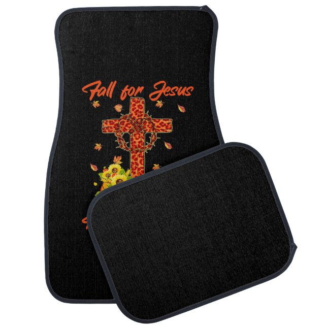 Xmas Fall For Jesus Maple Leaf Christian Autumn Car Floor Mat (Set)