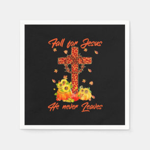 Xmas Fall For Jesus Maple Leaf Christian Autumn Napkins