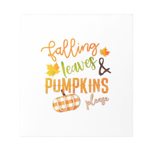 Xmas Falling Leaves & Pumpkins Please Thanksgiving Notepad (Front)