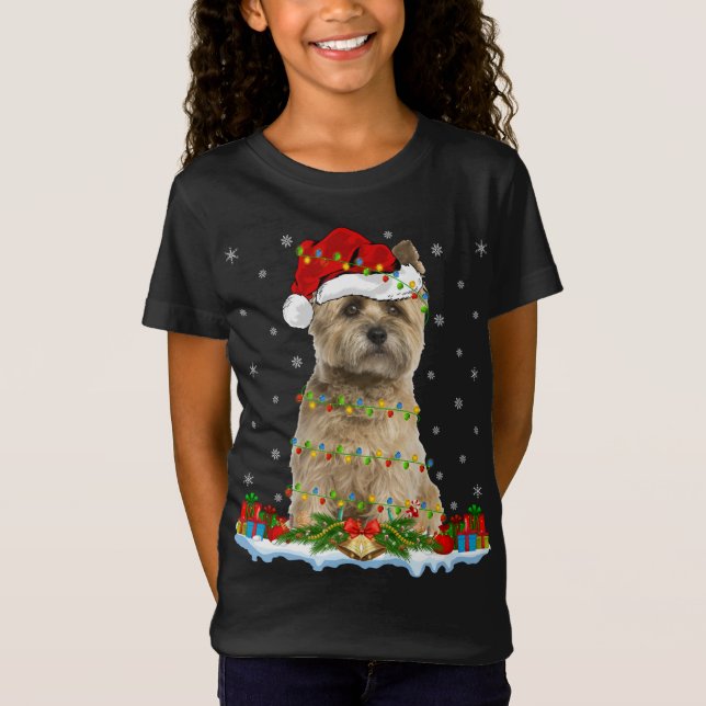 Xmas Family Matching Santa Hat Cairn Terrier Dog C T-Shirt (Front)