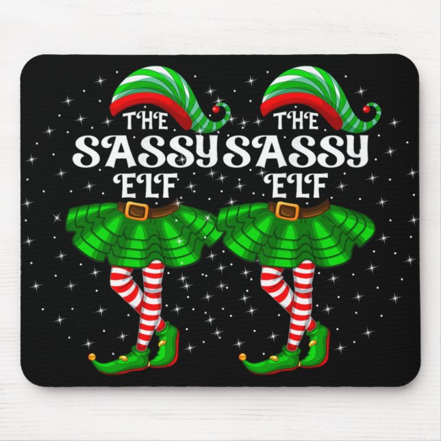 Xmas Family Matching Women Girls Mom The Sy Elf Ch Mouse Pad (Front)