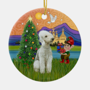 Xmas Fantasy - Bedlington Terrier Ceramic Ornament