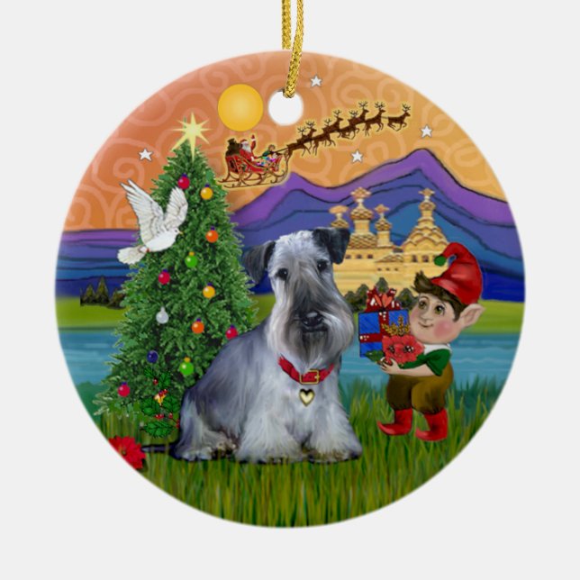 Xmas Fantasy - Cesky Terrier Ceramic Ornament (Front)