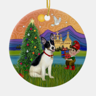 Xmas Fantasy - Rat Terrier Ceramic Ornament