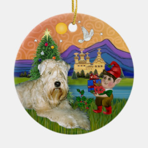 Xmas Fantasy - Soft Coated Wheaten Terrier Ceramic Ornament
