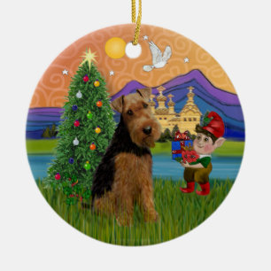 Xmas Fantasy - Welsh Terrier Ceramic Ornament