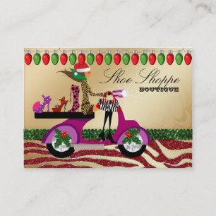 Xmas Fashion Shoes Jewelry Zebra Green Red Lights Business Card