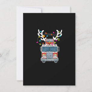 Xmas Fire Truck Reindeer Christmas Firefighter Invitation