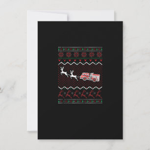 Xmas Firefighter Fire Truck Ugly Christmas Invitation